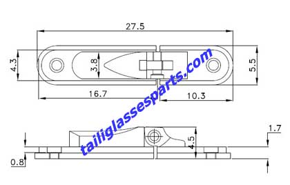 drawing of TSH-07,spring hinges for aluminum glasses frame